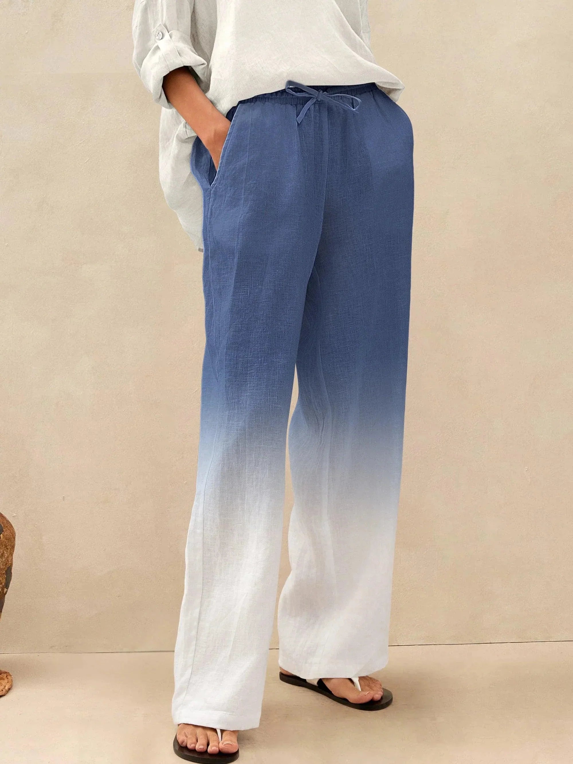 100% Linen Classic Pants LYON Midnight Blue