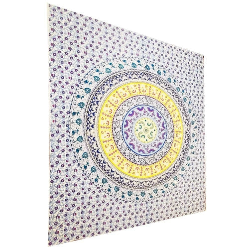 Botanical Garden Full Size Floral Tapestry Wall Art 90 x 80 Yellow Floral