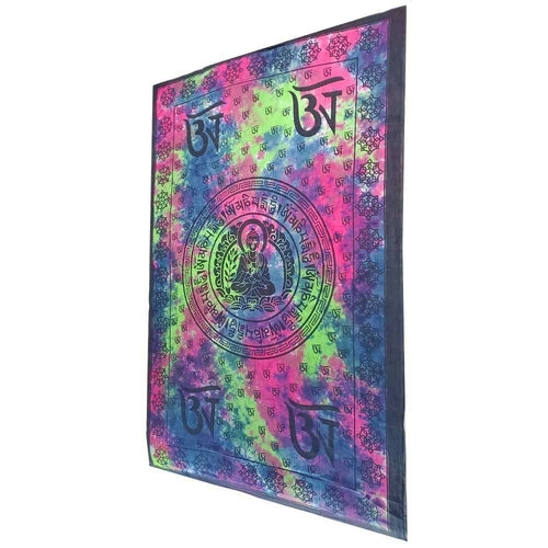 Om Chakra Tapestry Wall Hanging Yoga Meditation Decor 80 x 55 Pink Cotton