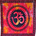 Red Saffron Om Shanti Tie Dye Chakra Cotton Tapestry 90 x 80 Red Orange Cotton