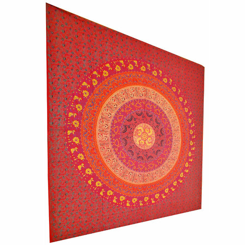 Botanical Garden Full Size Floral Tapestry Wall Art 90 x 80 Red Floral