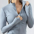 Women's Lightweight Zip-Up Running Jacket | Quick-Dry Yoga Top Blue