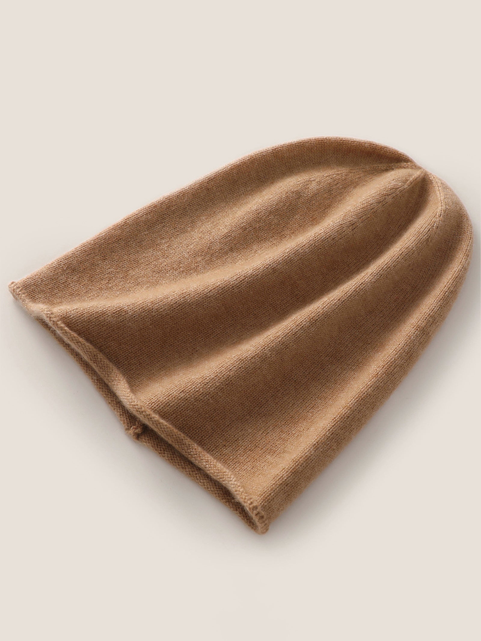 100% Cashmere Dense-Knit Slouchy Beanie Gold Camel One Size