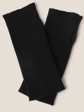 100% Cashmere Fingerless Knit Gloves Black One Size