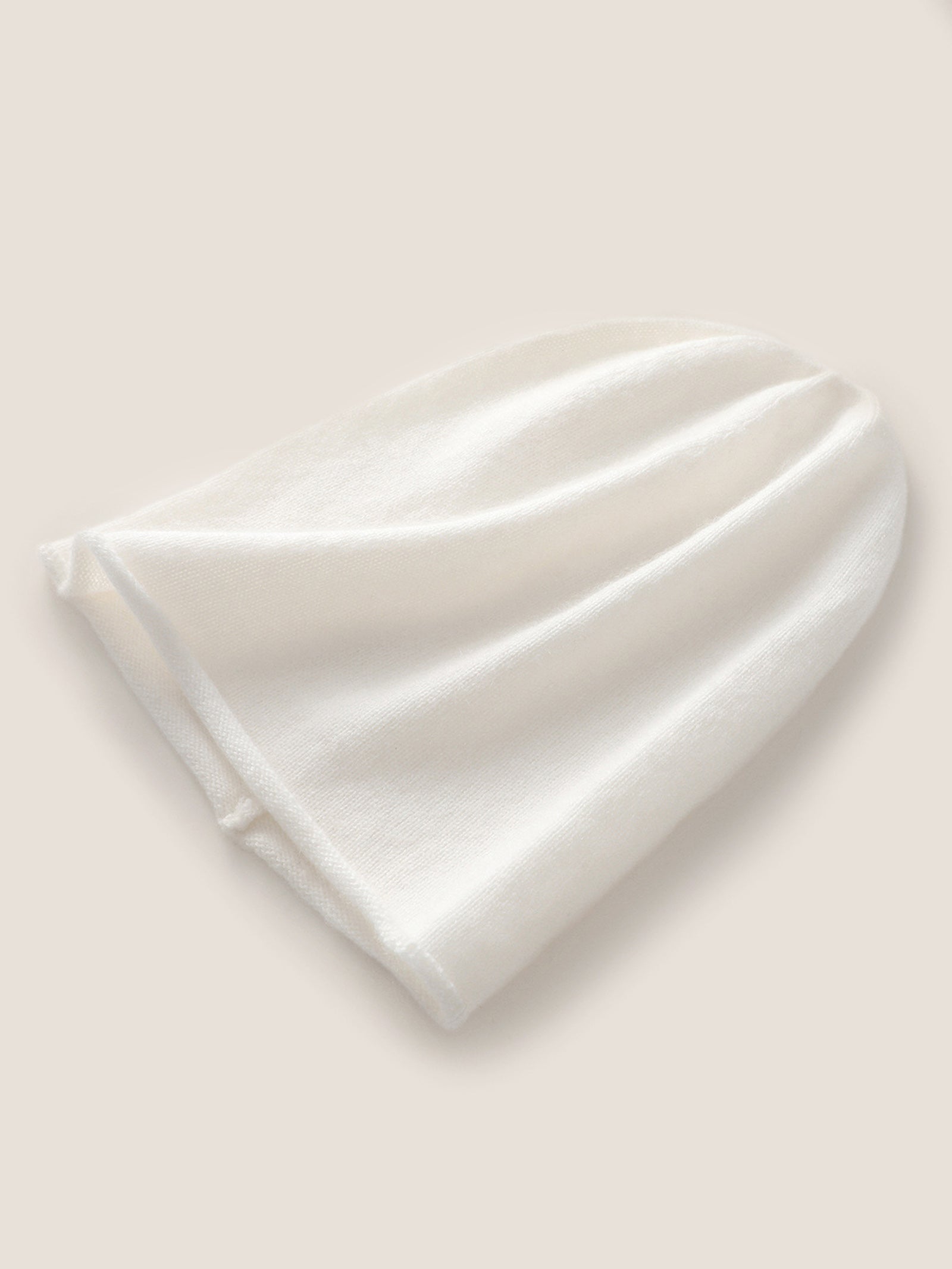 100% Cashmere Dense-Knit Slouchy Beanie Ivory One Size
