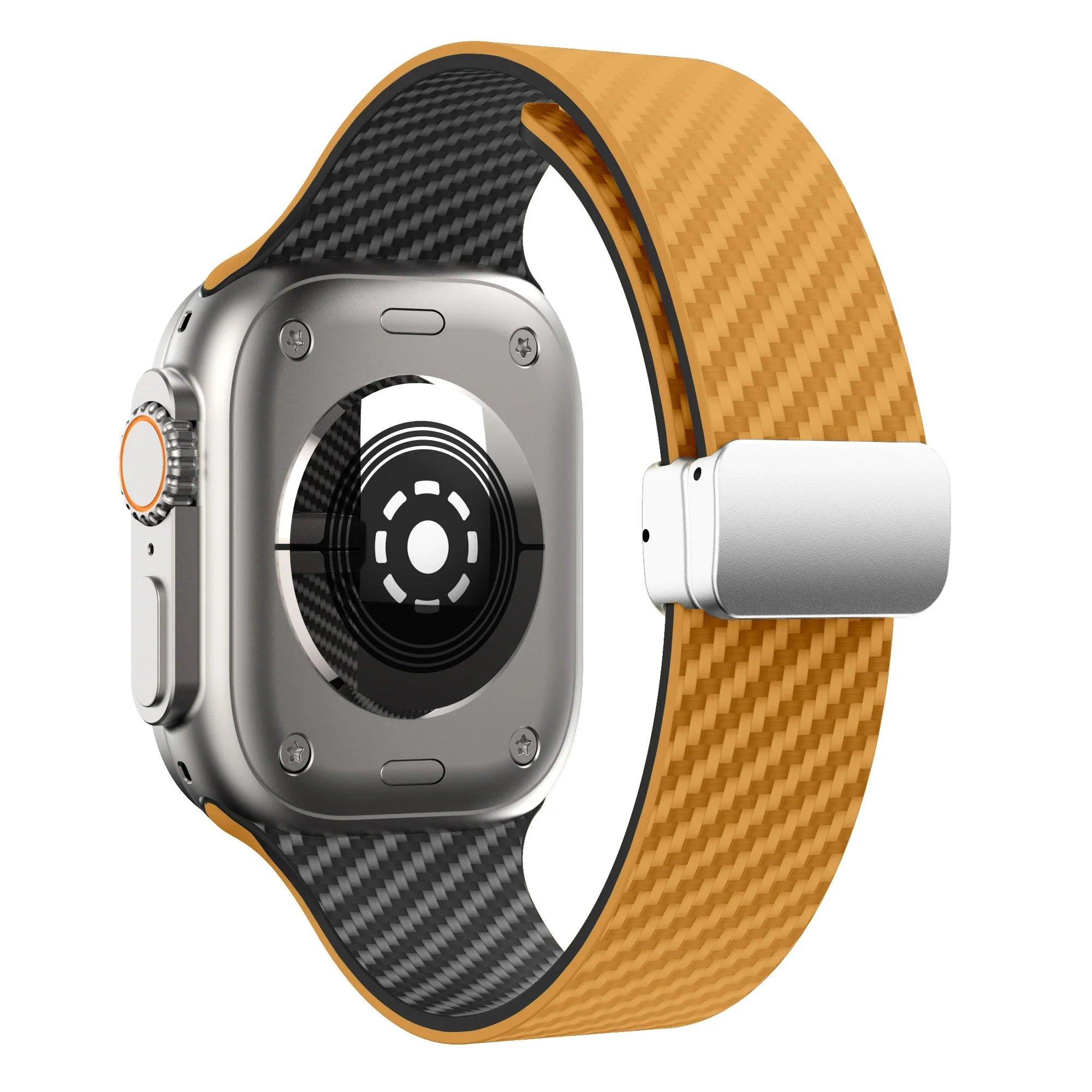 Apple Watch Silicone Strap - Magnetic Buckle, Durable Design walnut black-silver