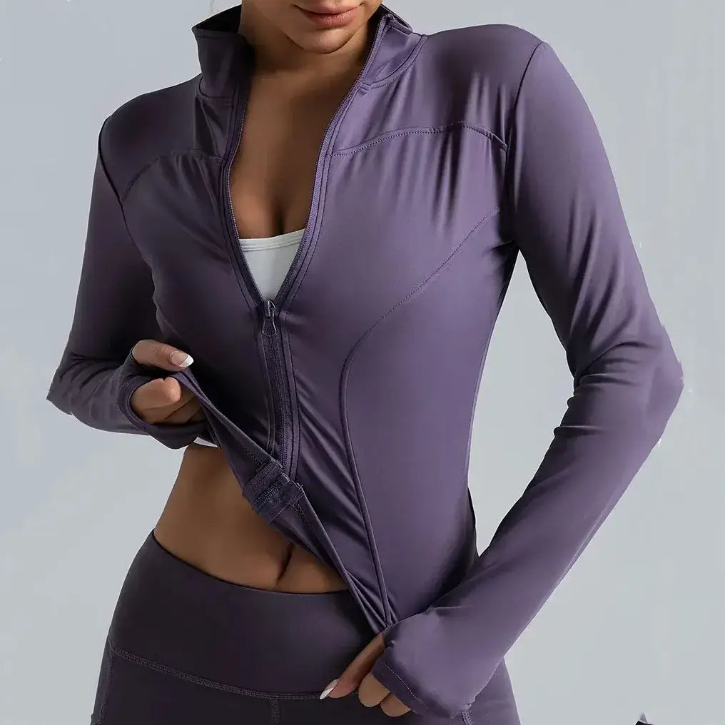 Women's Lightweight Zip-Up Running Jacket | Quick-Dry Yoga Top PURPLE