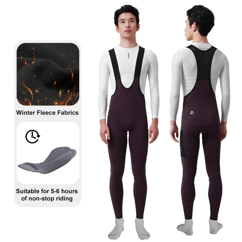 INBIKE Thermal Fleece Men's Cycling Bib Pants Purple