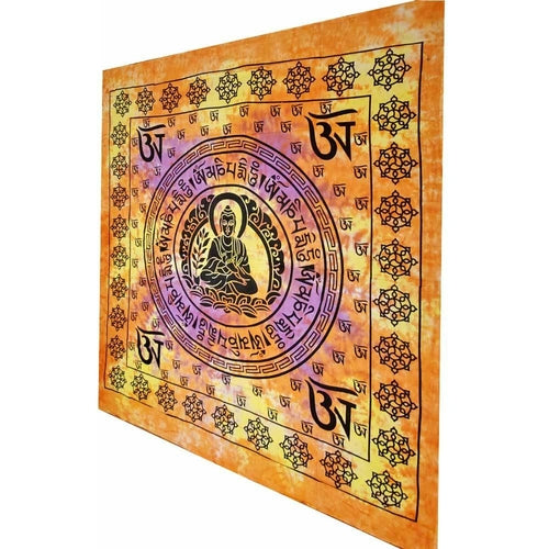 Buddhist Om Symbol Full Size Chakra Tapestry Wall Hanging 90 x 80 Purple Cotton