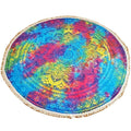 Tie Dye Ombre Round Mandala Crochet Tapestry 70 Inch Blue Circle Cotton
