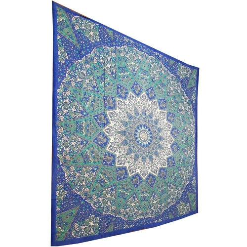 Chakra Elephant Mandala Tapestry Wall Hanging Decor 90 x 80 Turquoise Cotton