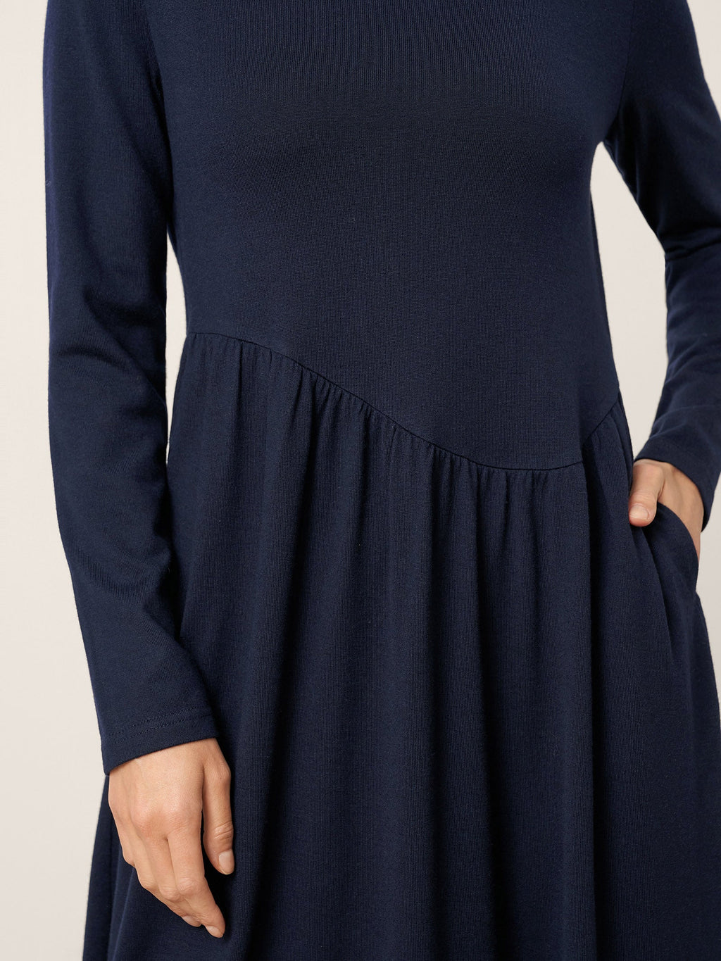 Wool Asymmetric Curved-Cut Maxi Dress CALLIE