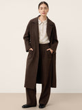Wool Silk Double-Breasted Lapel Coat SAPPHIRE Espresso Brown