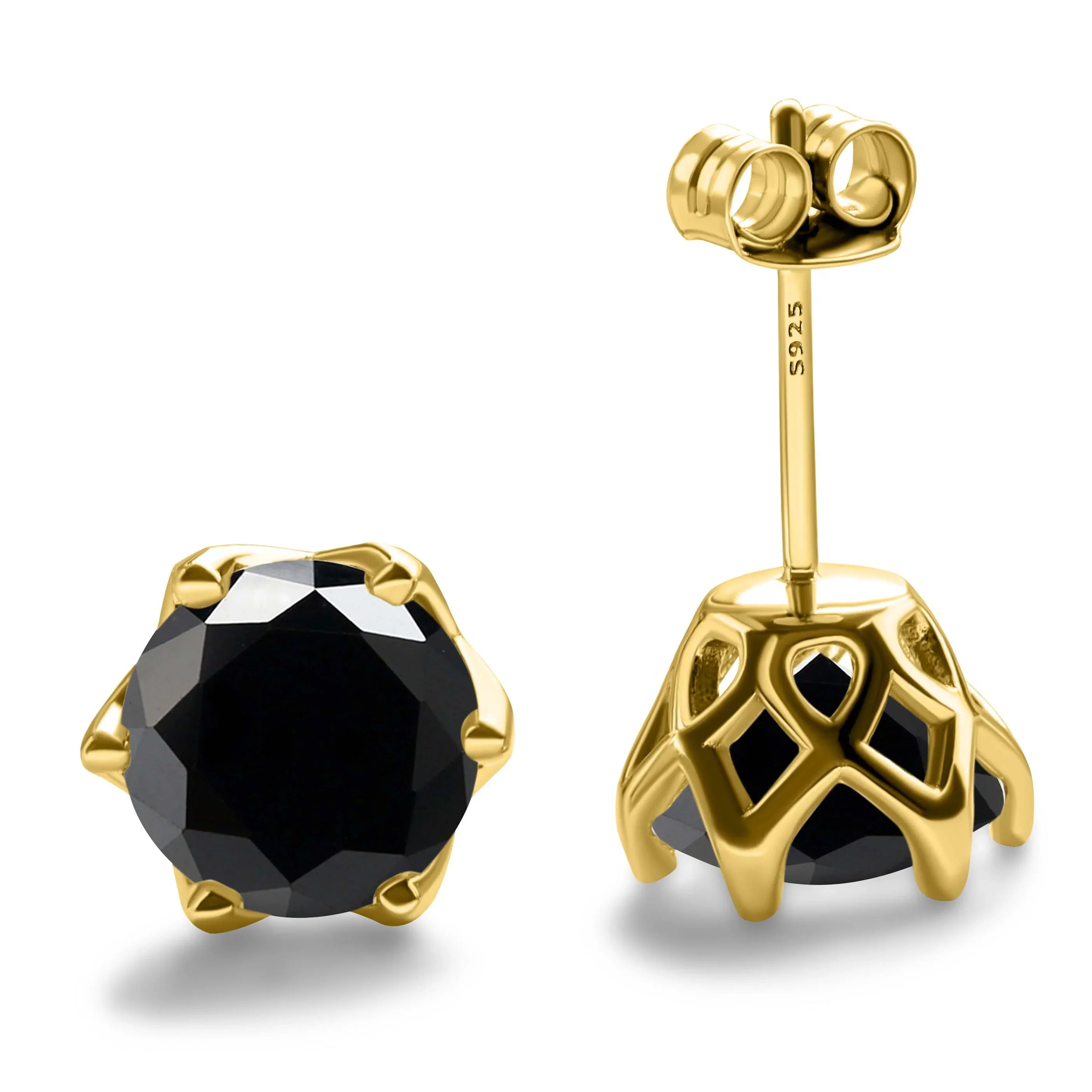 1-2 Carat D Color Moissanite Earrings 925 Sterling Silver Studs For Women black