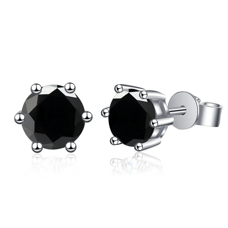1-2 Carat D Color Moissanite Stud Earrings 925 Sterling Silver Wedding black