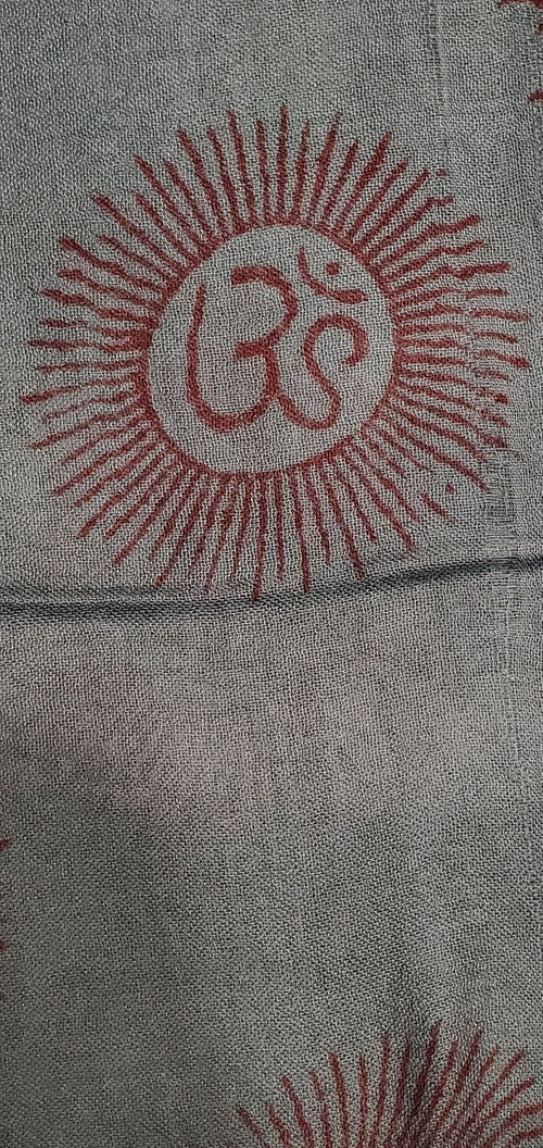 Blue Om Print Scarf Lightweight Boho Asian Symbol Wrap One Size Cotton Om Symbols
