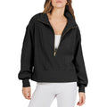 Women's Half-zip Pullover Long-sleeved Sweatshirt Black