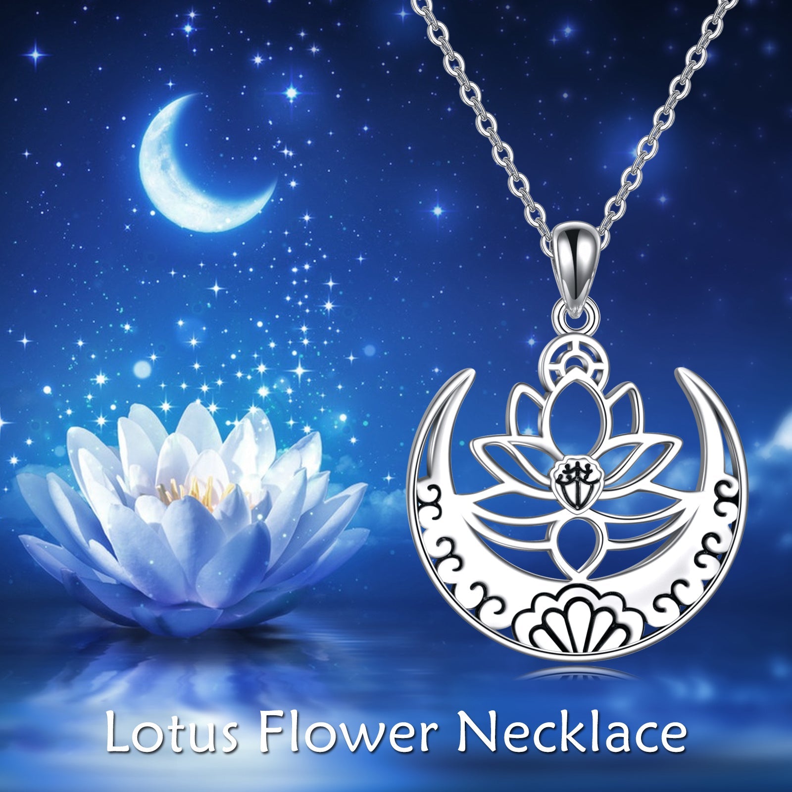 Lotus Flower Symbol Yoga Necklace Sterling Silver Sanskrit Symbol Balancing Jewelry