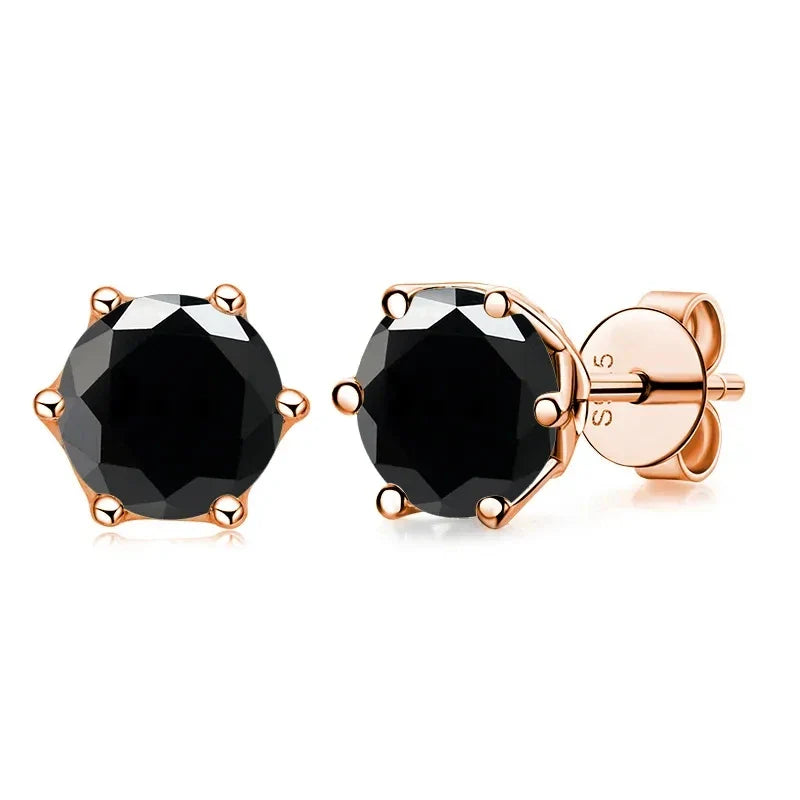 0.5-1ct D Color Moissanite Stud Earrings 925 Sterling Silver Gold Plated black