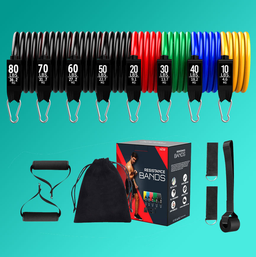 Latex Pull Rope Resistance Bands 11pc360 pounds