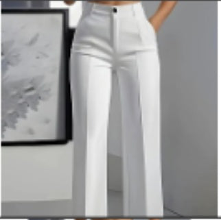New Cross-border European And American Women's Solid Color Suit Pants Wide-leg Trousers White