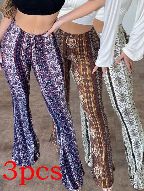 High Elastic Tight Pants Slim Sexy Print Trousers Womens Clothing Set3