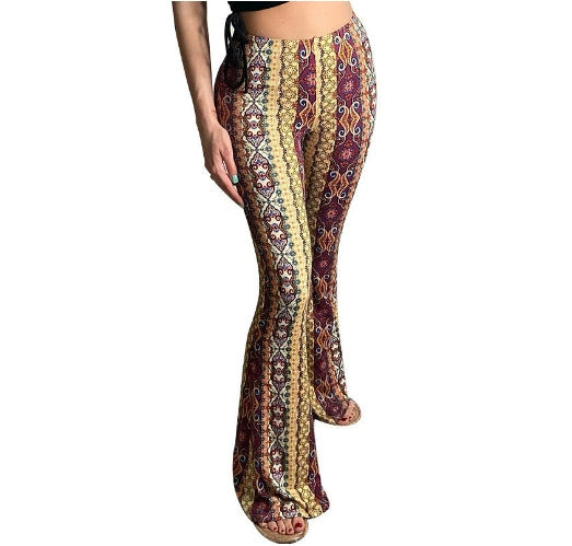 High Elastic Tight Pants Slim Sexy Print Trousers Womens Clothing Ginger