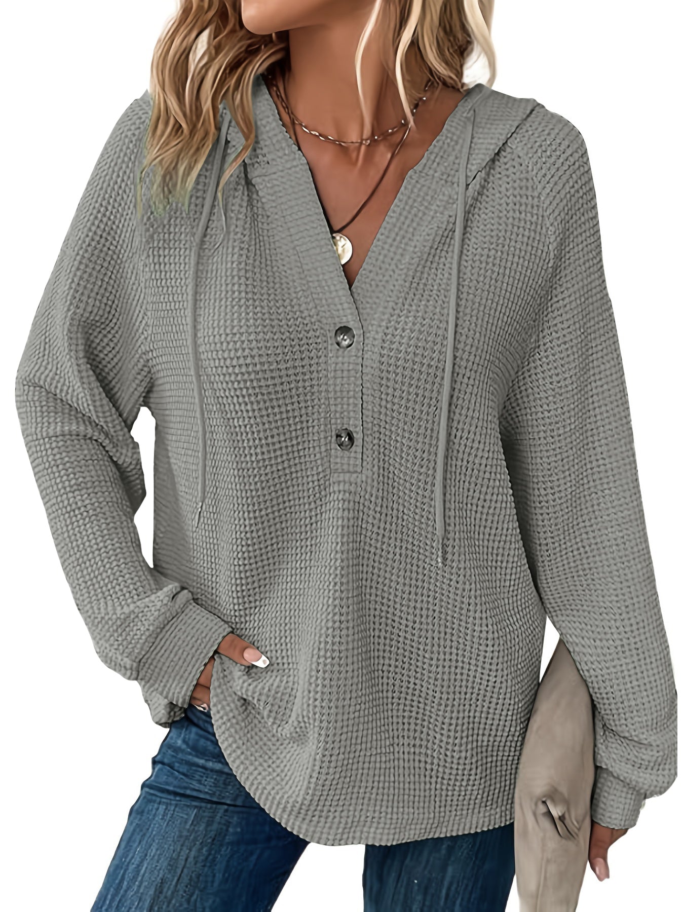 Women's Solid Color Long Sleeved Sportswear Grey