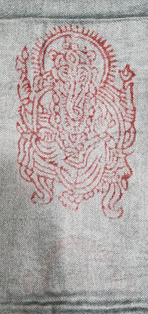 Blue Om Print Scarf Lightweight Boho Asian Symbol Wrap One Size Cotton Ganesha