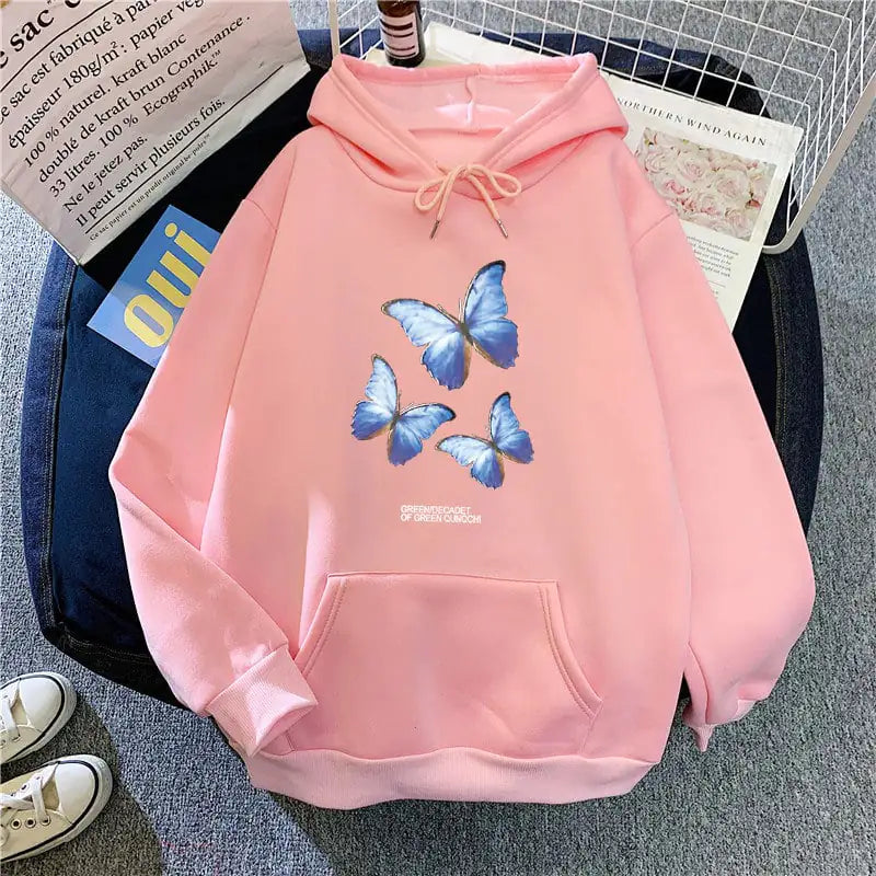 "Plus Size Women's Fleece Hooded Sweater for Students" Pink M