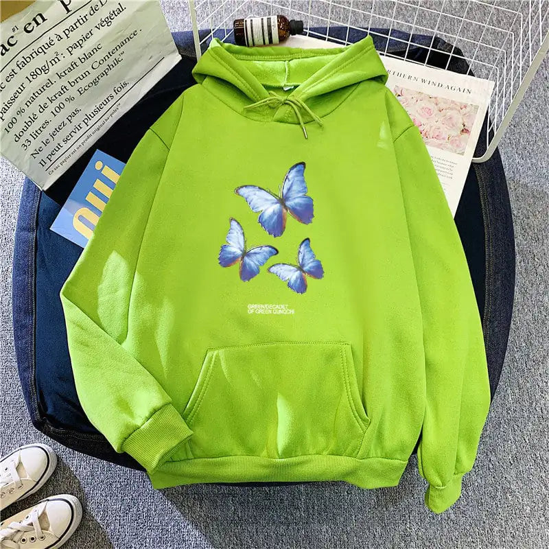 "Plus Size Women's Fleece Hooded Sweater for Students" Green 2XL