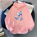 "Plus Size Women's Fleece Hooded Sweater for Students" Pink L