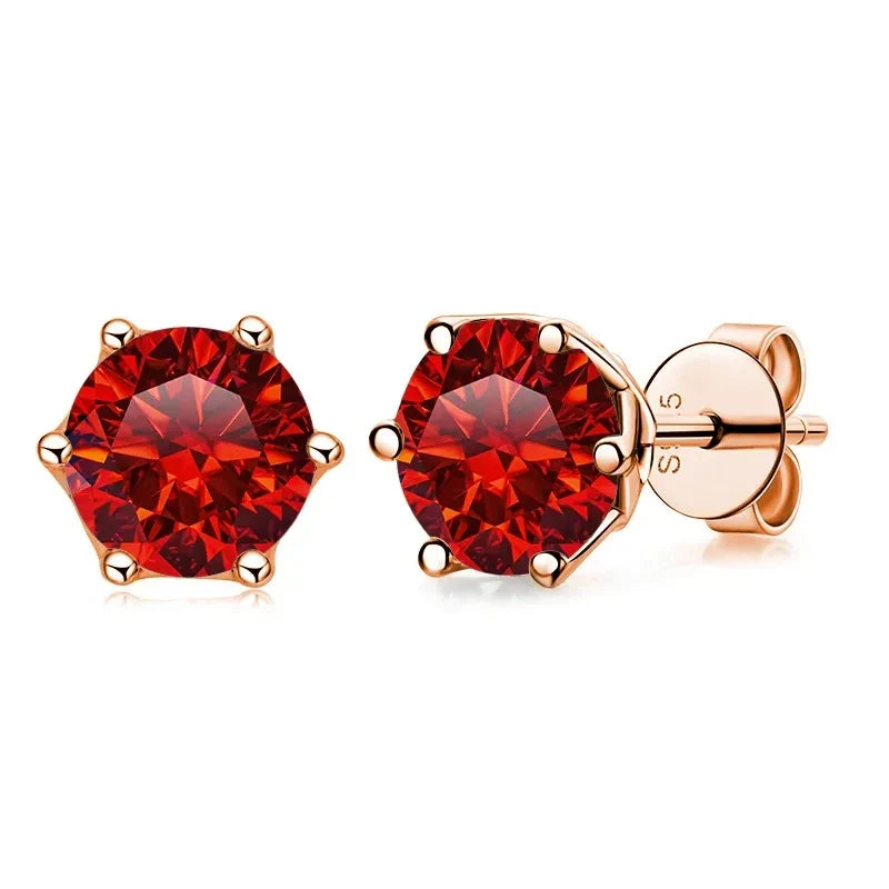 0.5-1ct D Color Moissanite Stud Earrings 925 Sterling Silver Gold Plated red