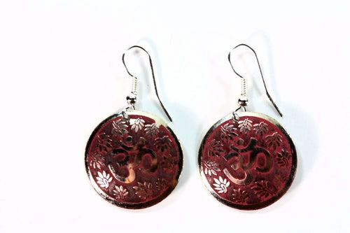 Om Lotus Petal Yoga Earrings Boho Spiritual Gold Dangle Terracotta
