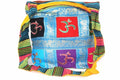 Om Patchwork Jacquard Elephant Sling Jhola Shoulder Bag Brown Red Blue Patchwork Cotton Jacquard