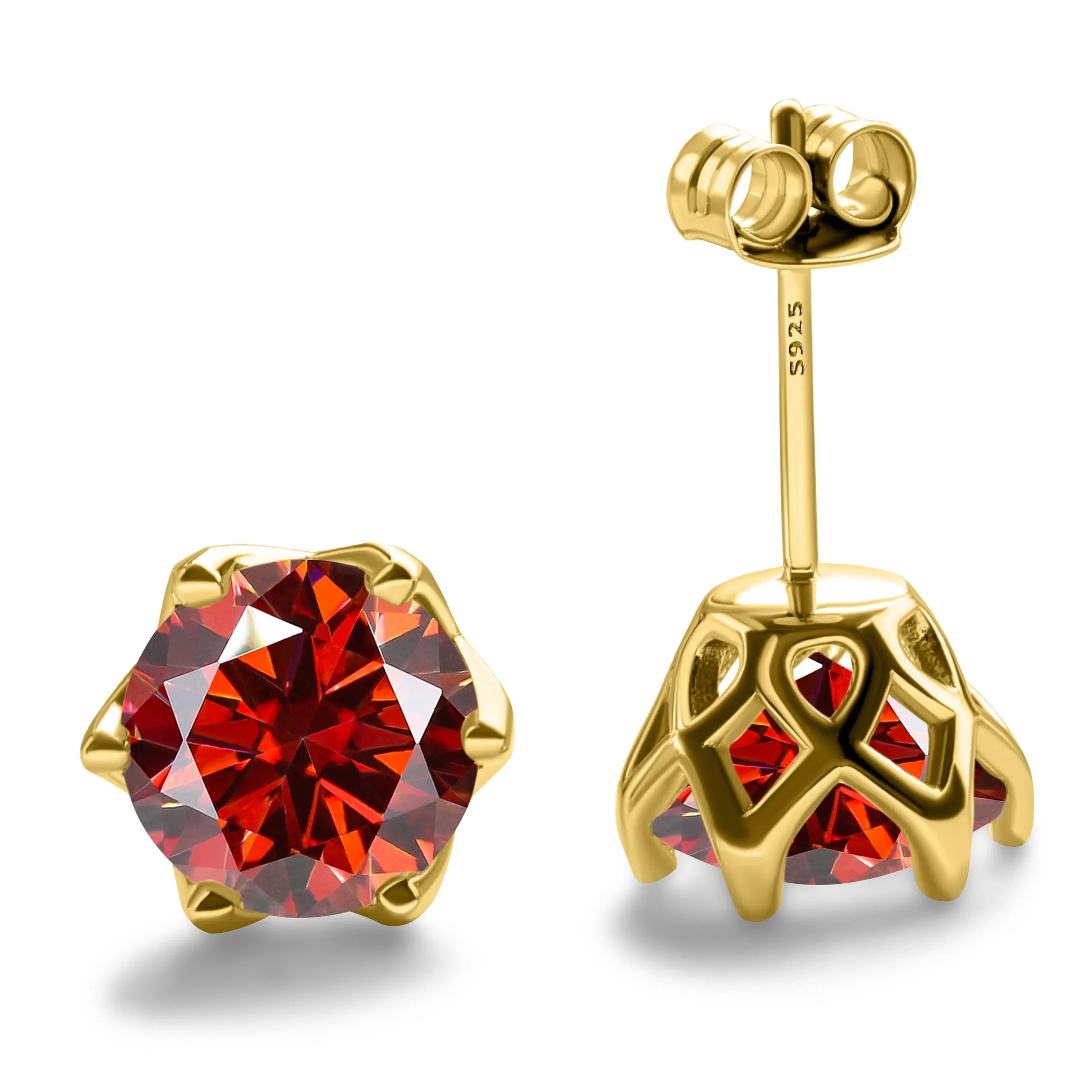1-2 Carat D Color Moissanite Earrings 925 Sterling Silver Studs For Women red