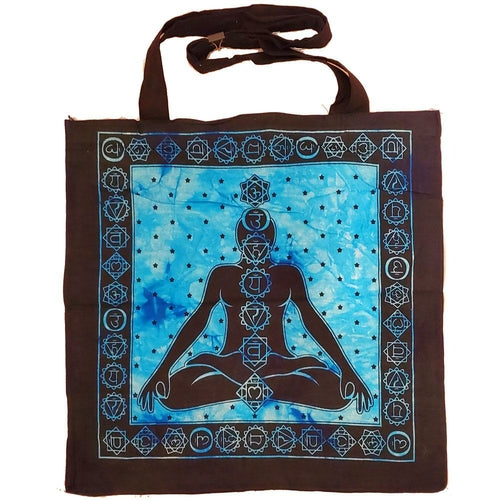 Seven Chakra Tie Dye Canvas Tote Bag For Yoga Gifts Blue Male Female Cotton