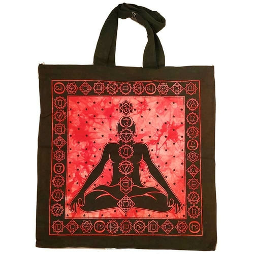 Seven Chakra Tie Dye Canvas Tote Bag For Yoga Gifts Red Male Female Cotton