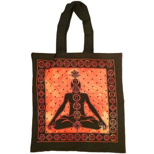 Seven Chakra Tie Dye Canvas Tote Bag For Yoga Gifts Orange Male Female Cotton