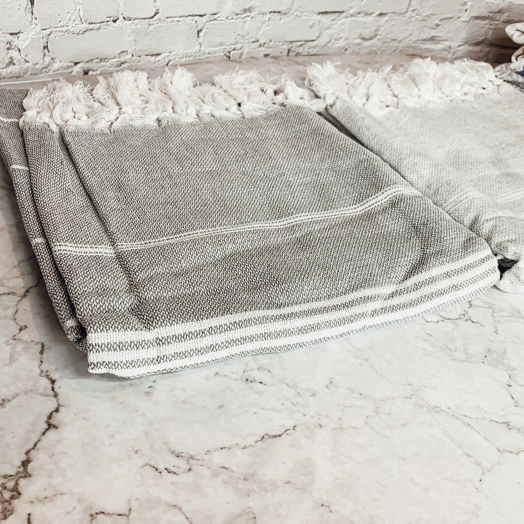 Turkish Stripe Towel 180 GSM Haley Lightweight Flat Woven Beach Bath Towel