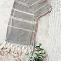 Turkish Stripe Towel 180 GSM Haley Lightweight Flat Woven Beach Bath Towel Dark Gray