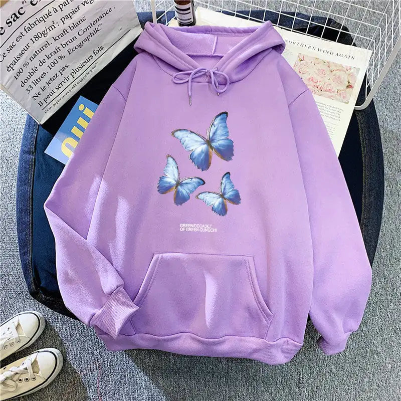"Plus Size Women's Fleece Hooded Sweater for Students" Purple S