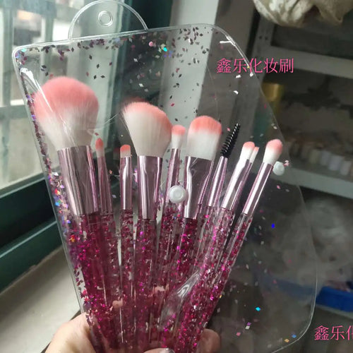 10-Piece Makeup Brush Set for Beauty and Blending Orange quicksand bag
